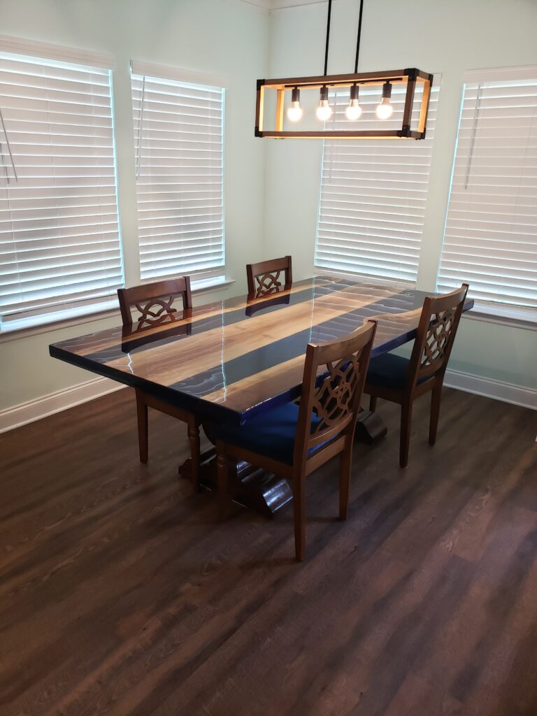 Lirwood Designs Black Walnut Twin River Resin Dinner Table