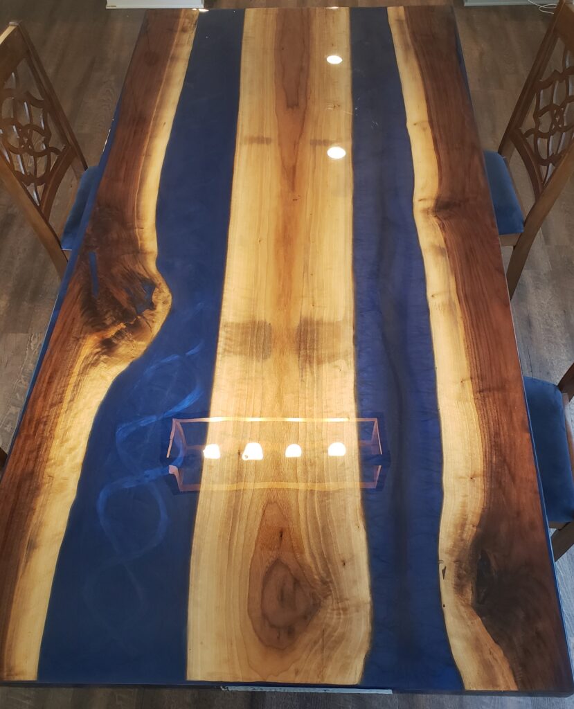 Lirwood Designs Black Walnut Twin River Resin Dinner Table