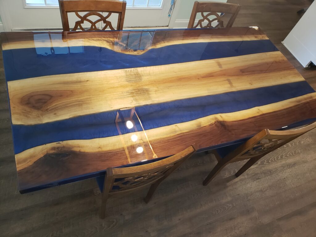 Custom Black Walnut Twin River Epoxy Table